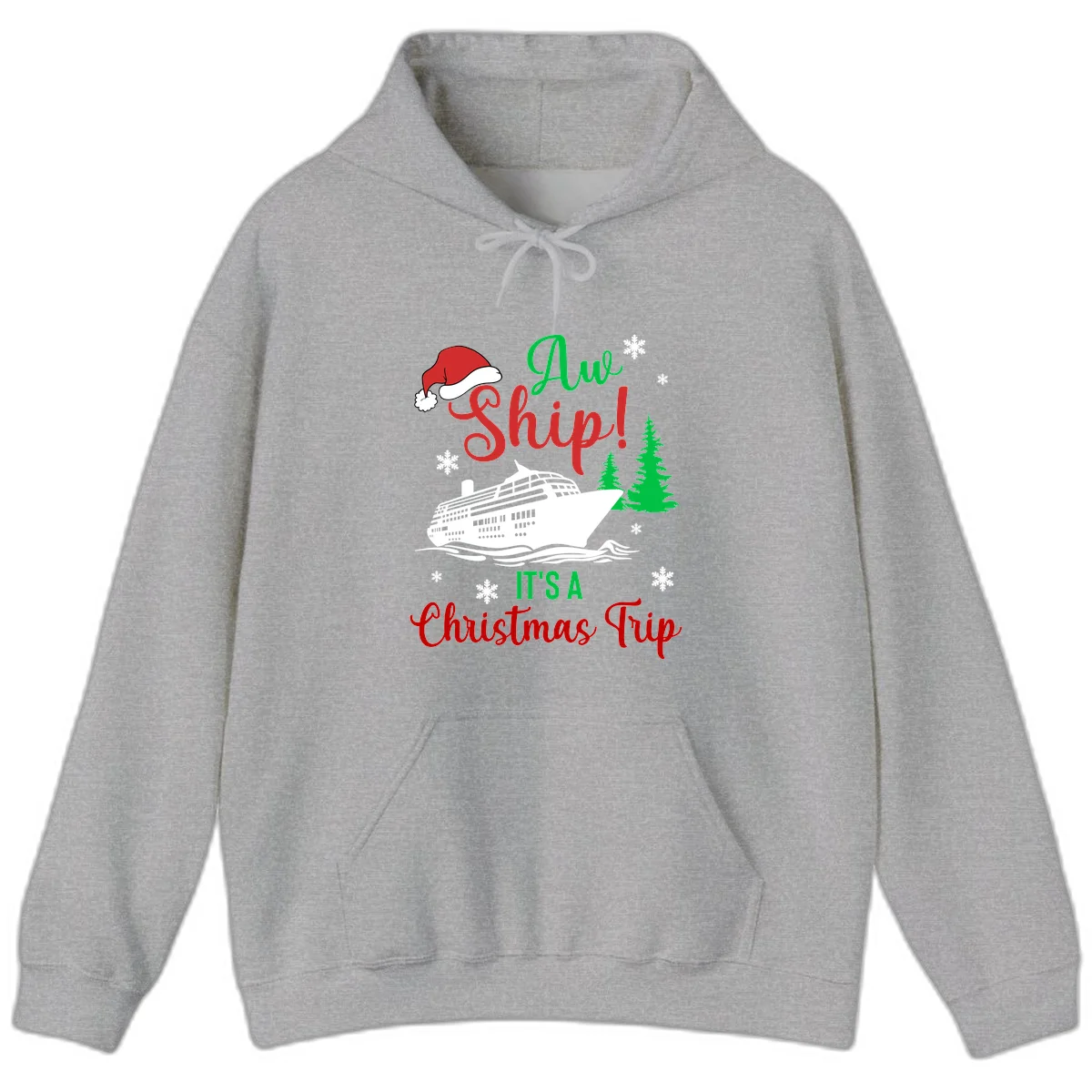 Aww Ship Christmas Cruise Hoodie in Sport Grey