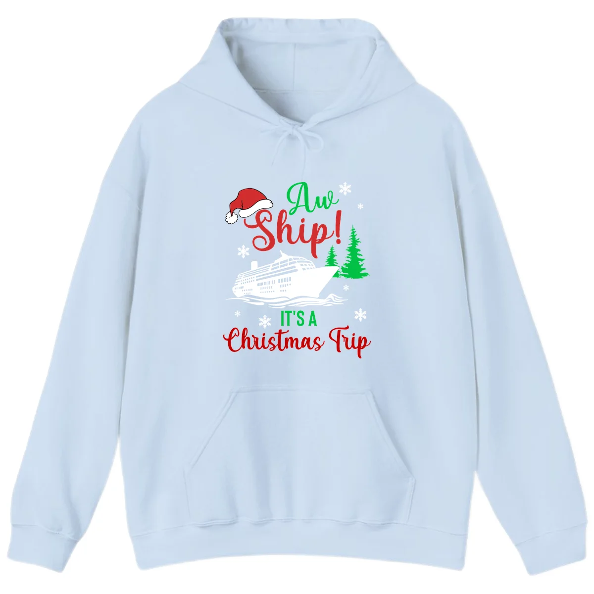 Aww Ship Christmas Cruise Hoodie in Light Blue