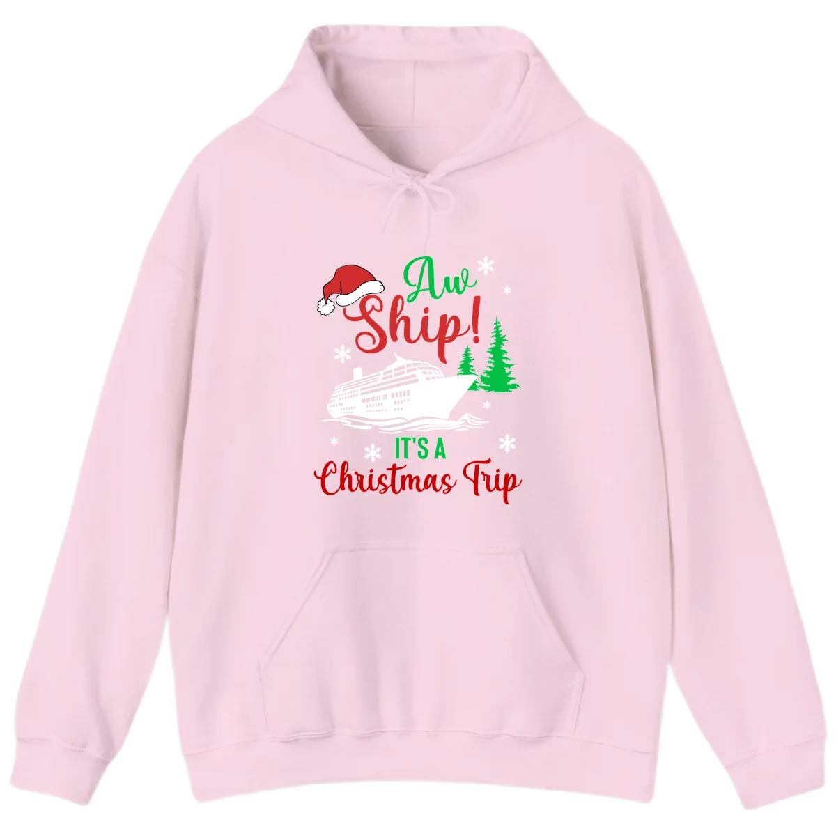 Aww Ship Christmas Cruise Hoodie in Light Pink