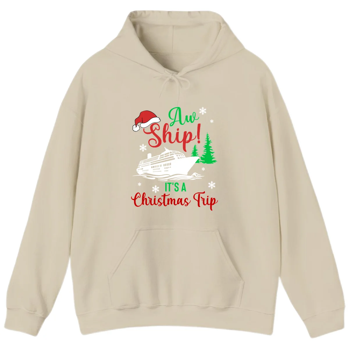 Aww Ship Christmas Cruise Hoodie in Sand