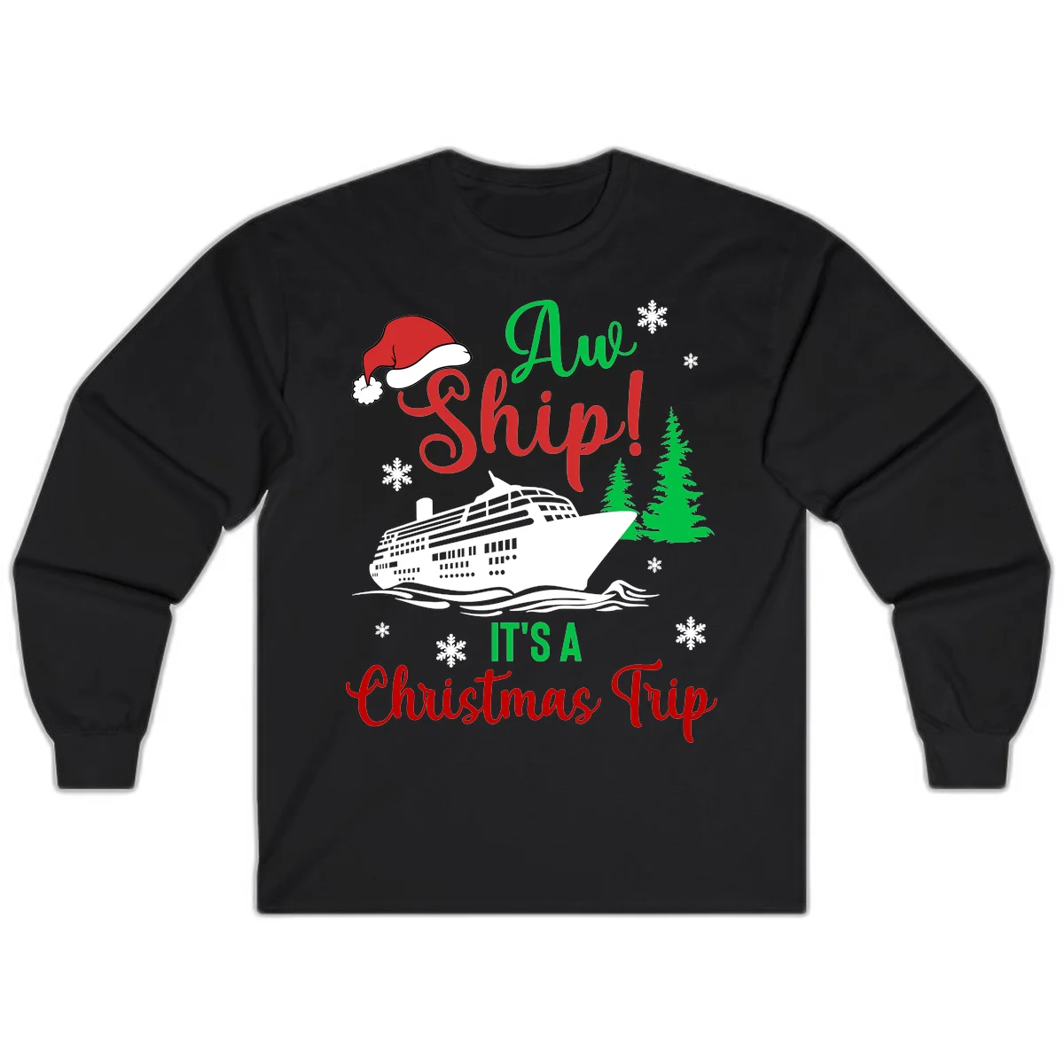Aww Ship Christmas Cruise Long Sleeve in Black
