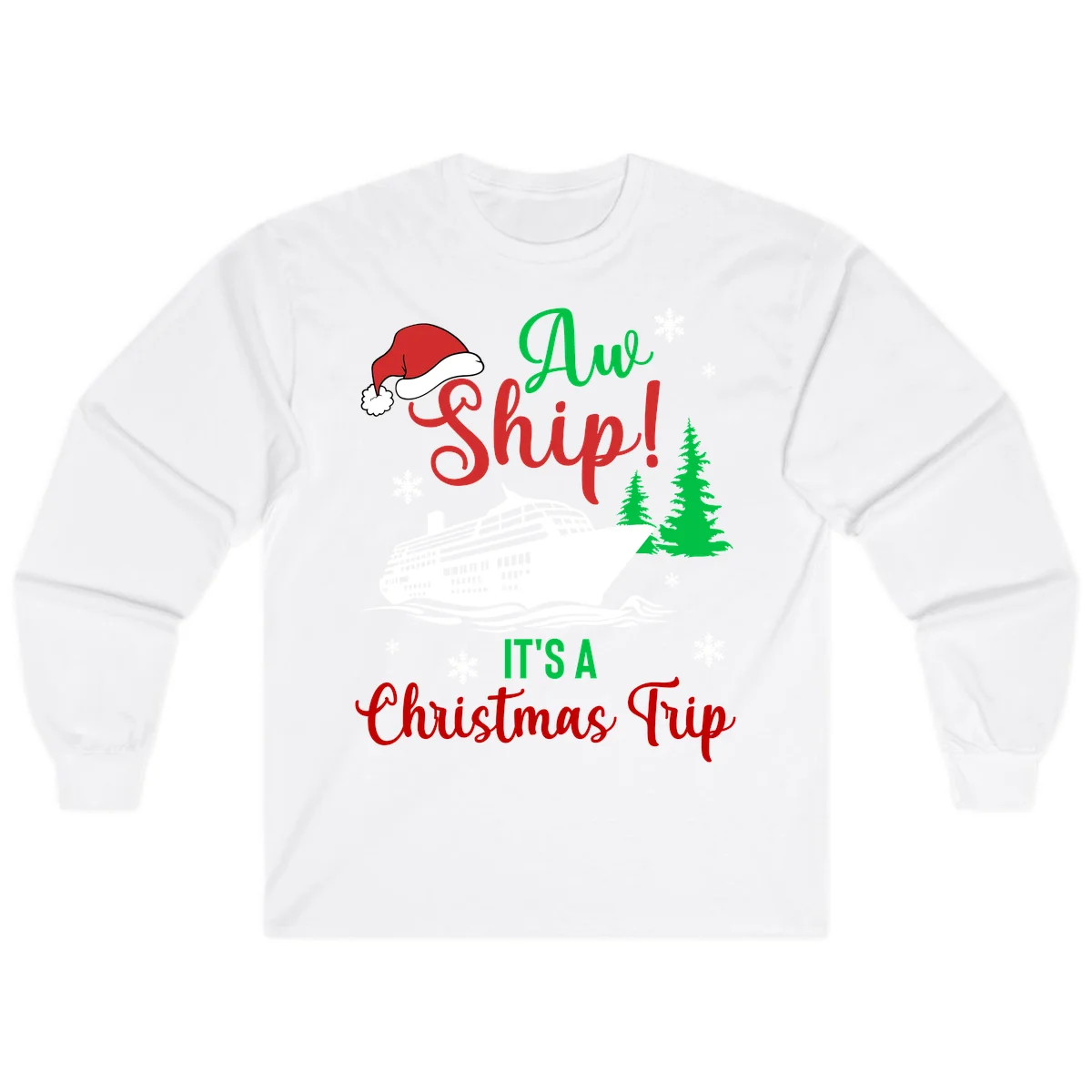 Aww Ship Christmas Cruise Long Sleeve in White