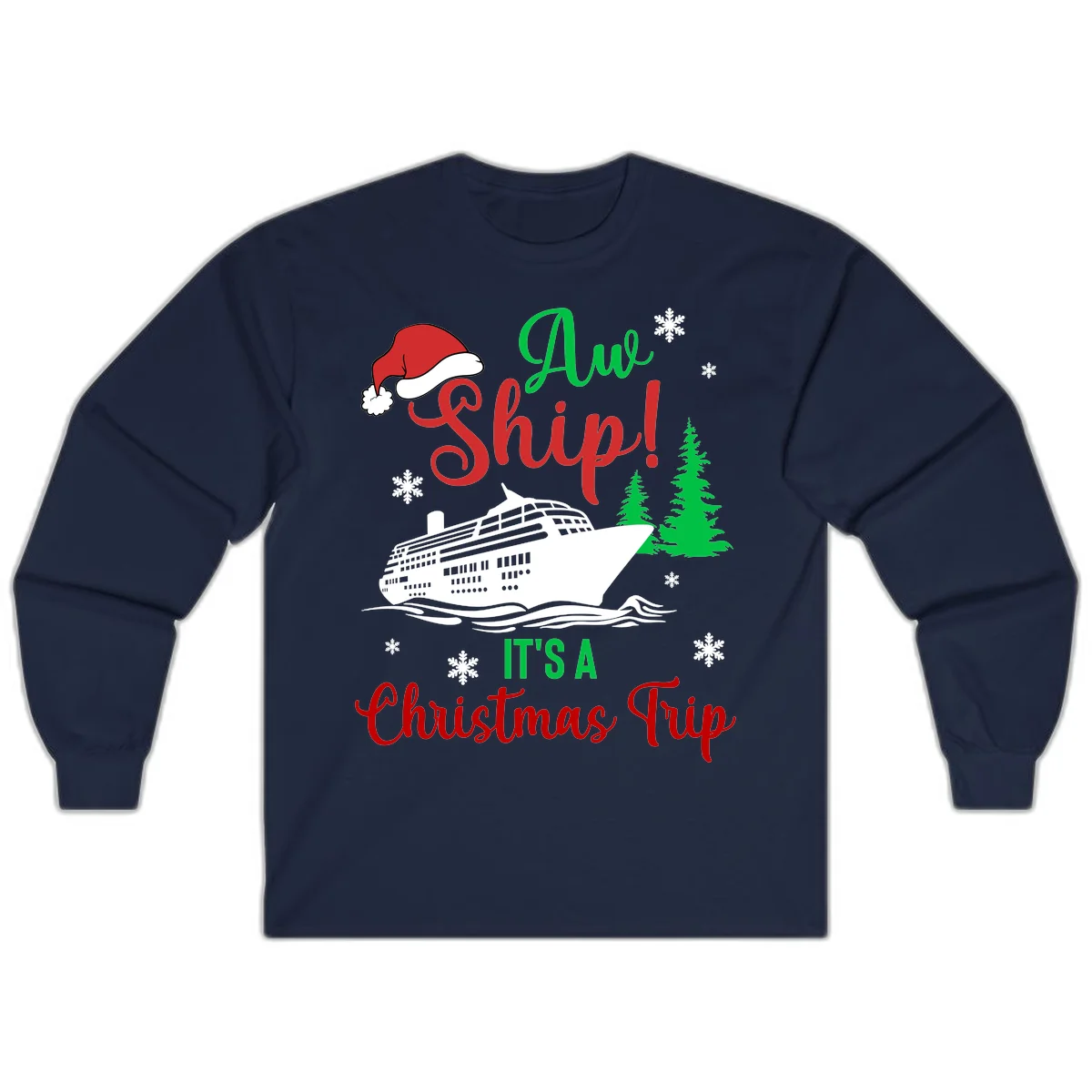 Aww Ship Christmas Cruise Long Sleeve in Navy