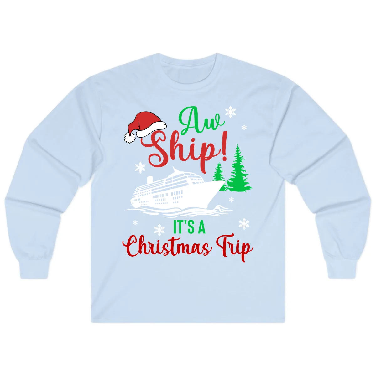 Aww Ship Christmas Cruise Long Sleeve in Light Blue