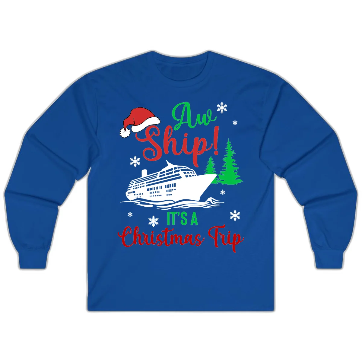 Aww Ship Christmas Cruise Long Sleeve in Royal