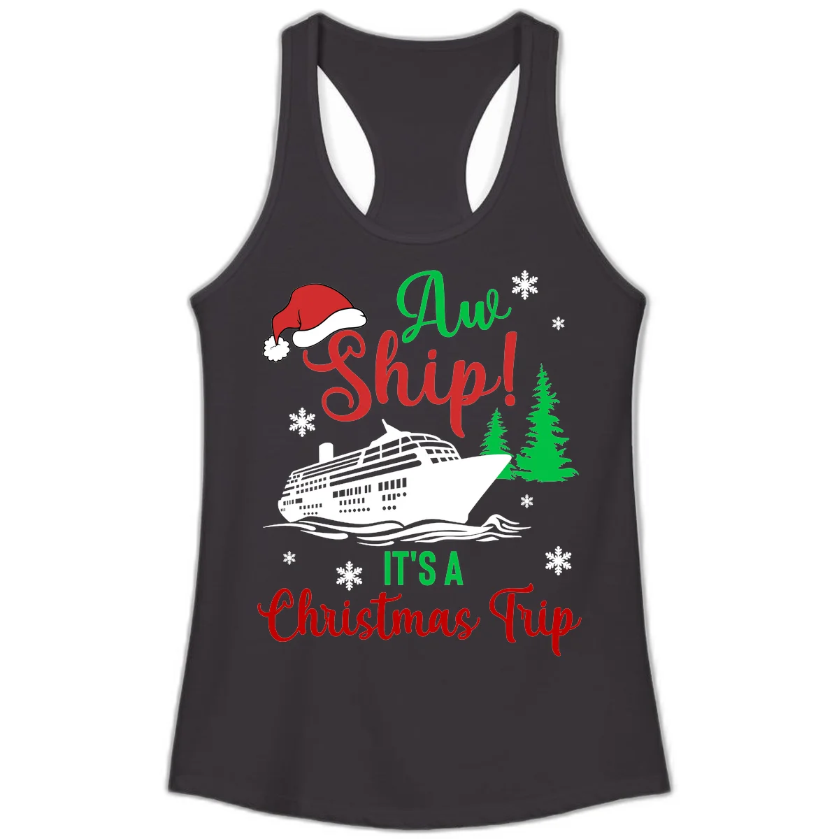 Aww Ship Christmas Cruise Ladies Tank in Black