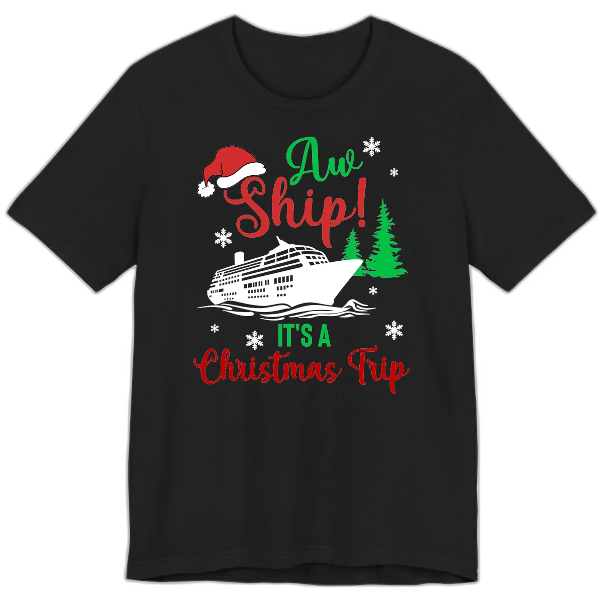 Aww Ship Christmas Cruise Premium T-Shirt in Black