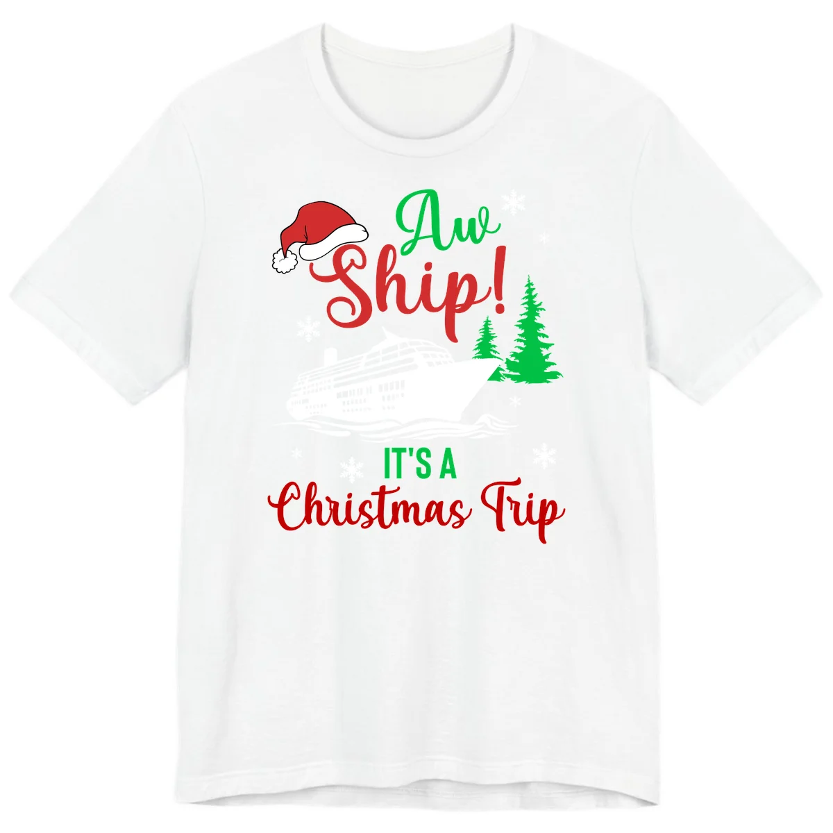 Aww Ship Christmas Cruise Premium T-Shirt in White