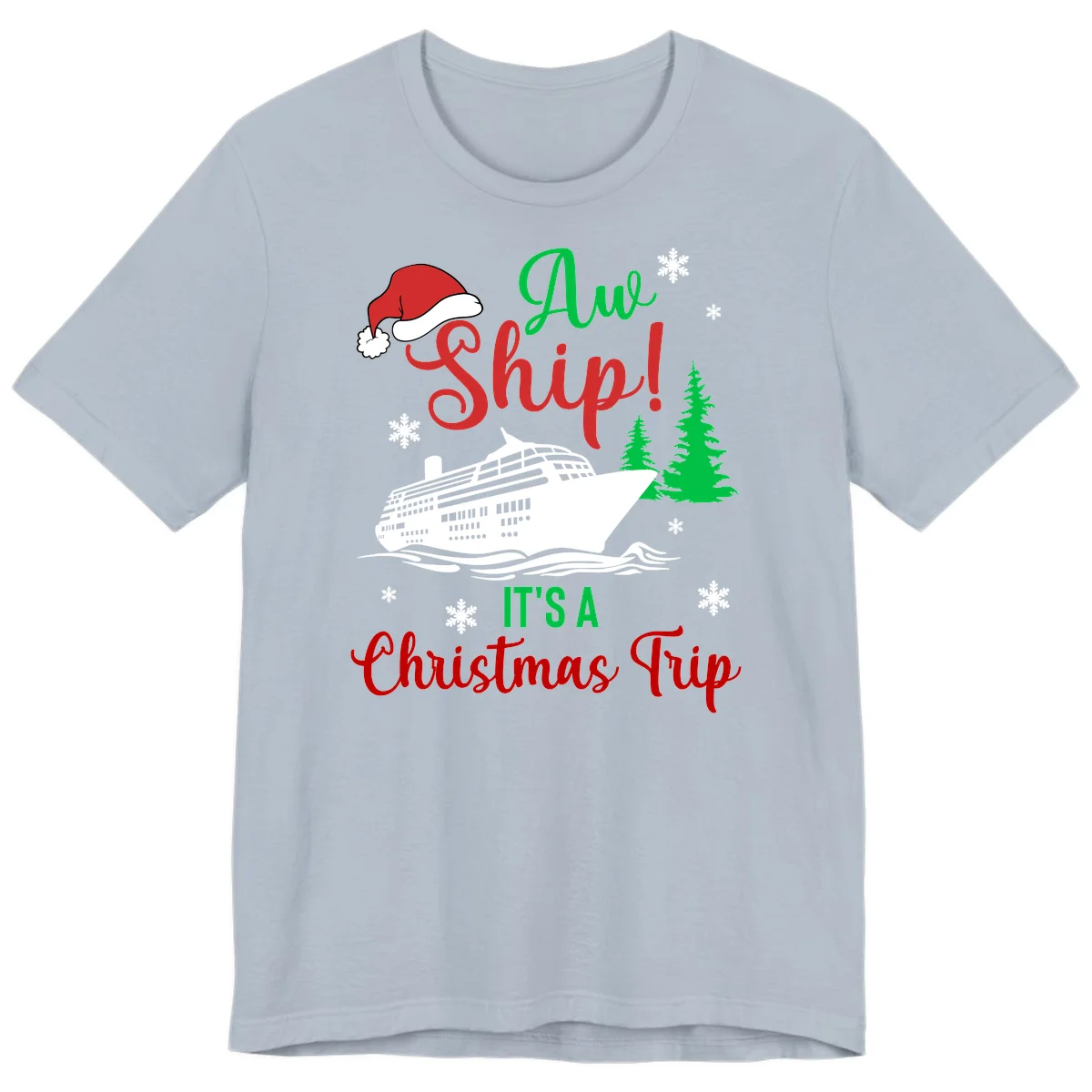 Aww Ship Christmas Cruise Premium T-Shirt in Light Blue