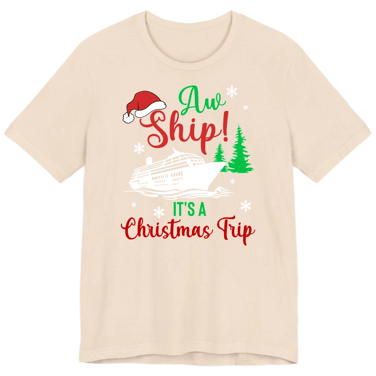 Aww Ship Christmas Cruise Premium T-Shirt in Soft Cream