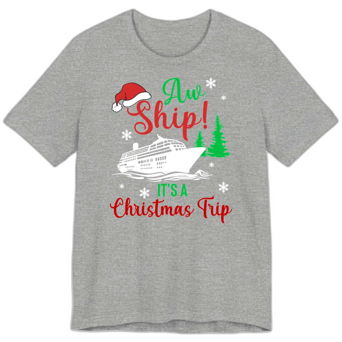 Aww Ship Christmas Cruise Premium T-Shirt in Athletic Heather