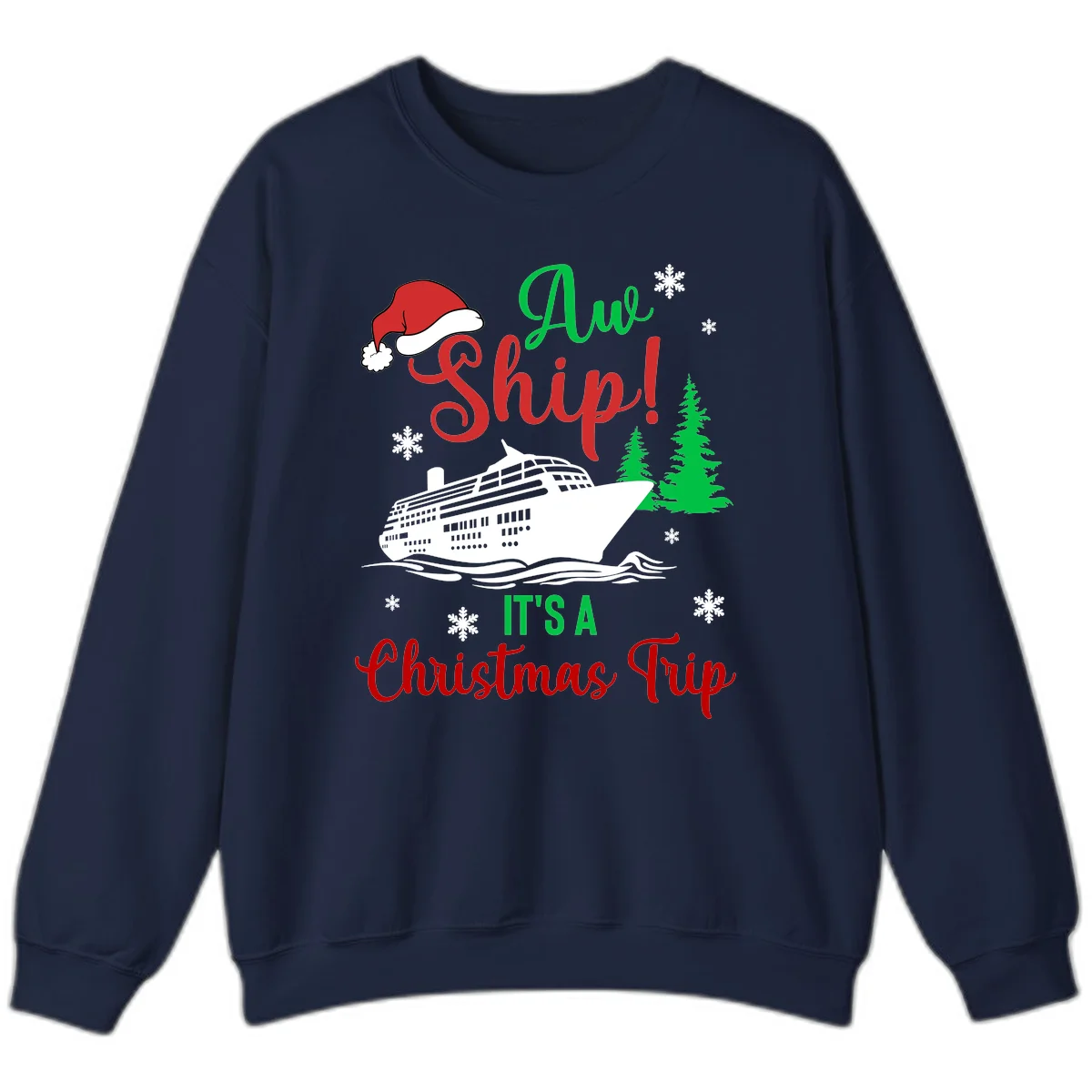 Aww Ship Christmas Cruise Sweatshirt in Navy