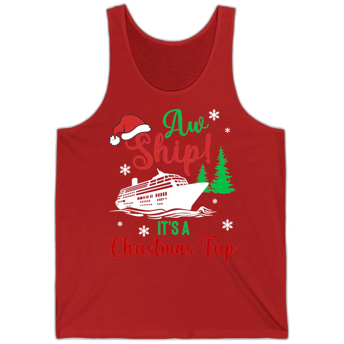 Aww Ship Christmas Cruise Tank in Red