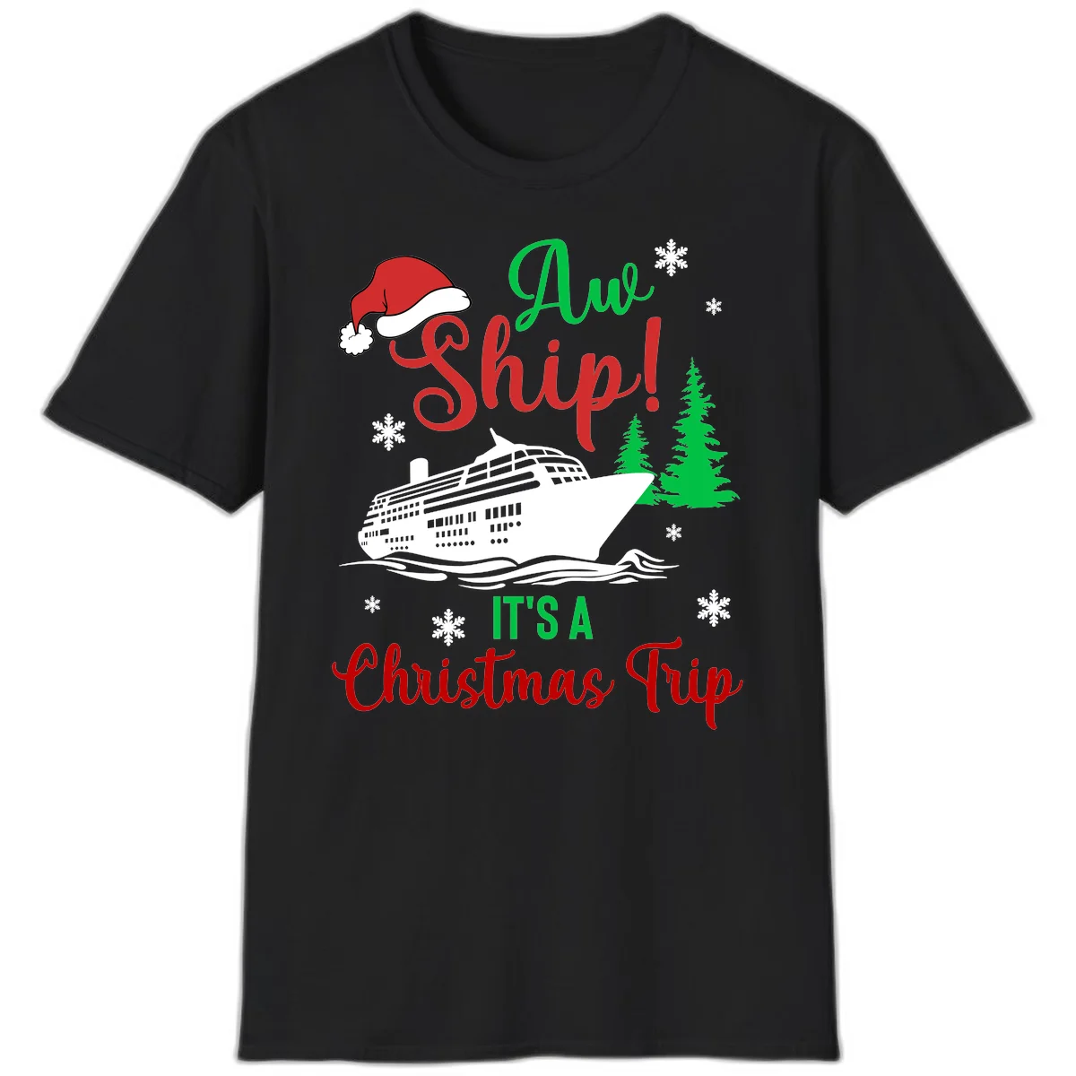 Aww Ship Christmas Cruise T-Shirt in Black