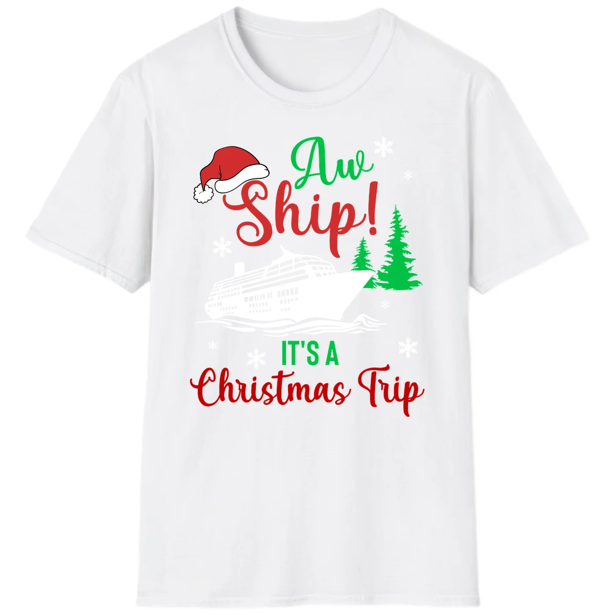 Aww Ship Christmas Cruise T-Shirt in White