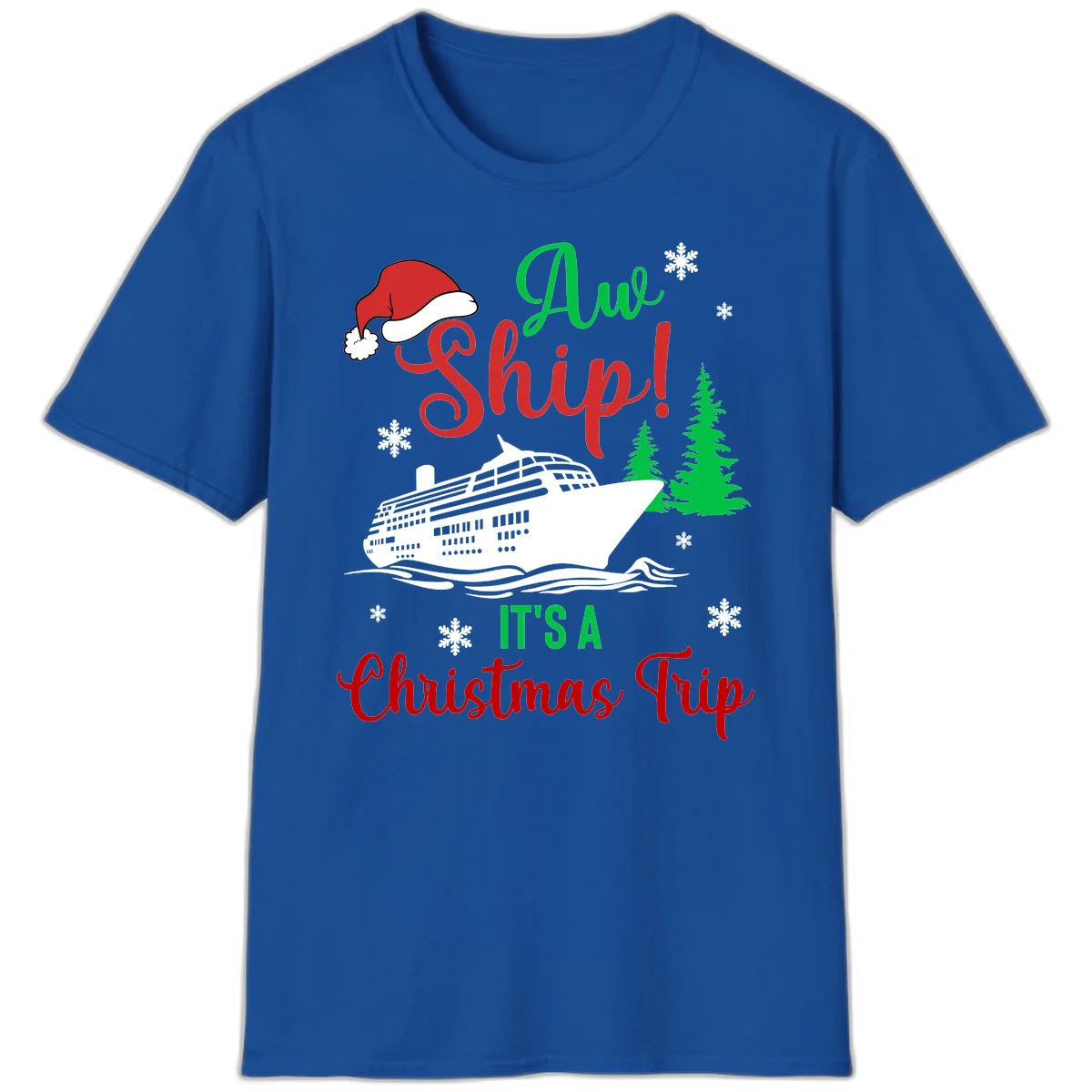 Aww Ship Christmas Cruise T-Shirt in Royal