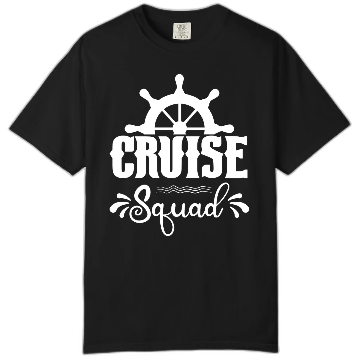 Cruise Squad Ship Wheel Comfort Color T-Shirt in Black