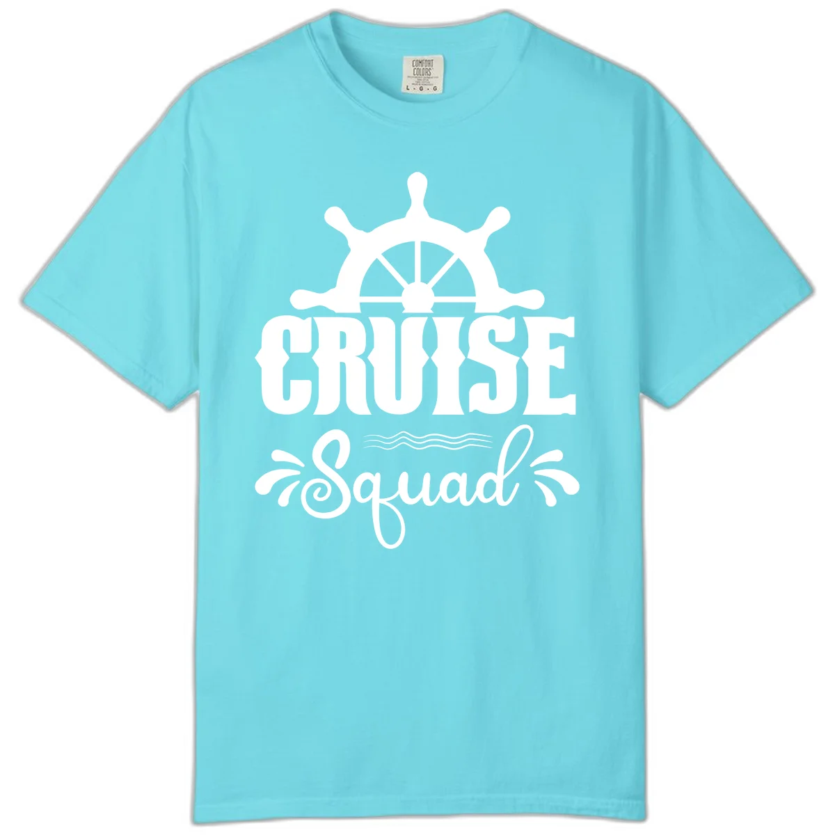 Cruise Squad Ship Wheel Comfort Color T-Shirt in Lagoon Blue