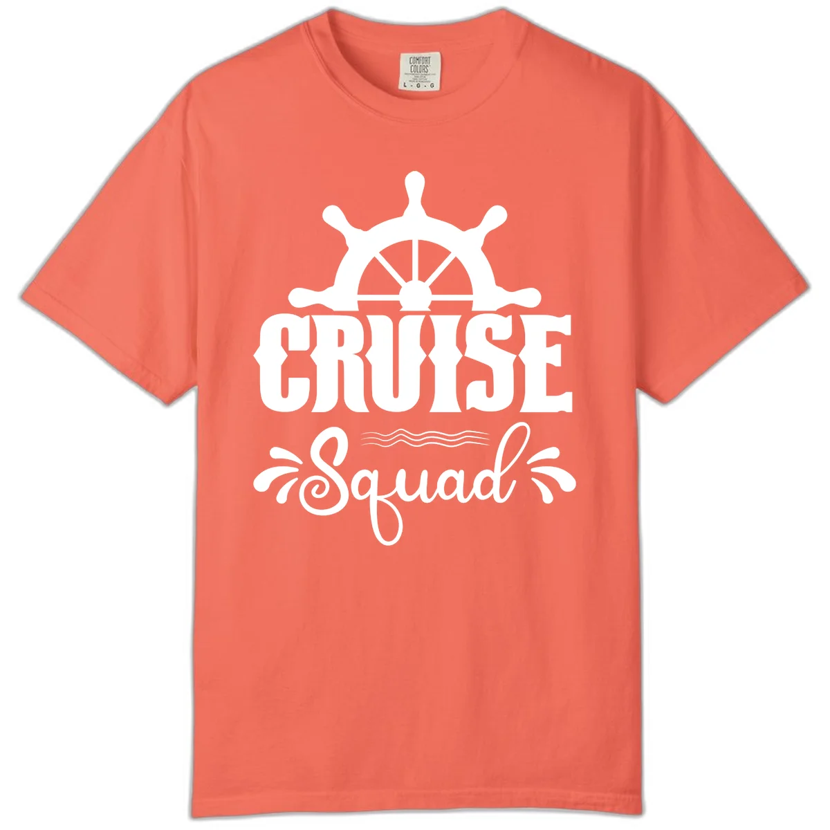 Cruise Squad Ship Wheel Comfort Color T-Shirt in Bright Salmon