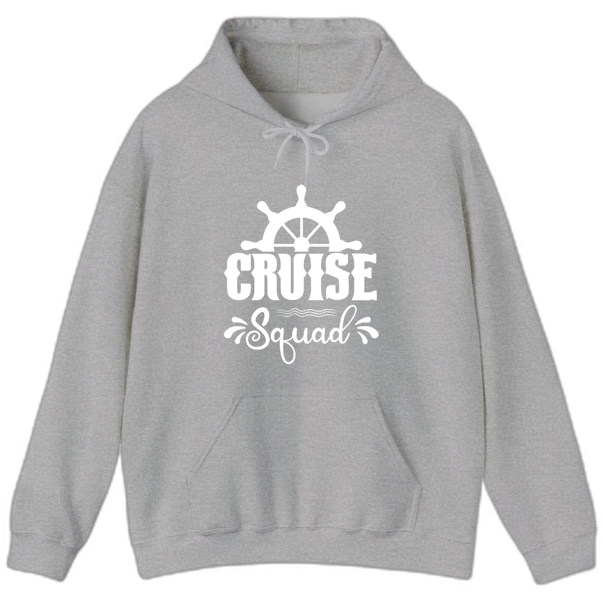 Cruise Squad Ship Wheel Group Trip Hoodie in Sport Grey