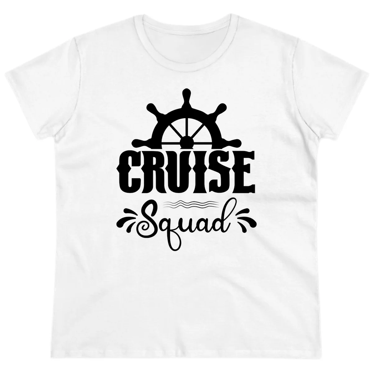 Cruise Squad Ship Wheel Ladies Fit T-Shirt in White