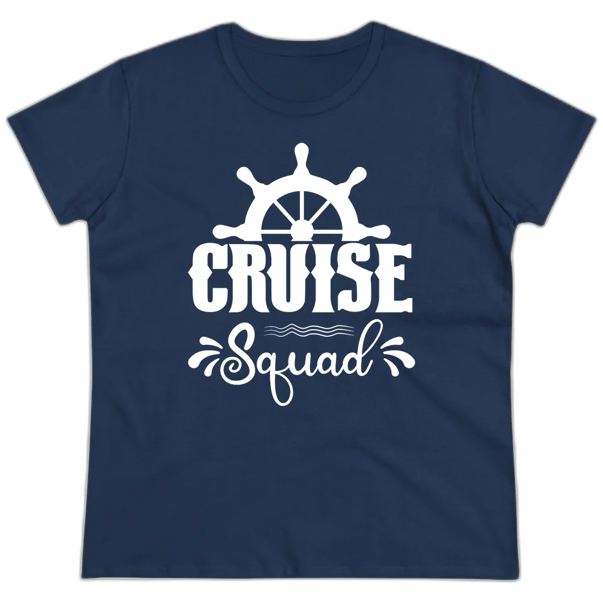 Cruise Squad Ship Wheel Ladies Fit T-Shirt in Navy