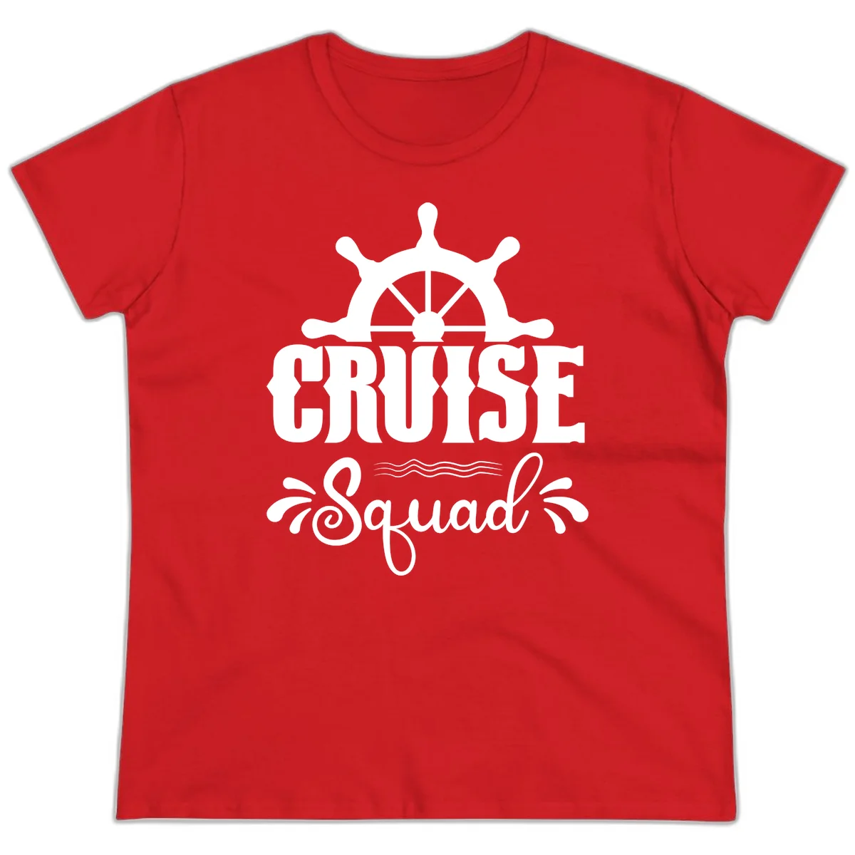Cruise Squad Ship Wheel Ladies Fit T-Shirt in Red
