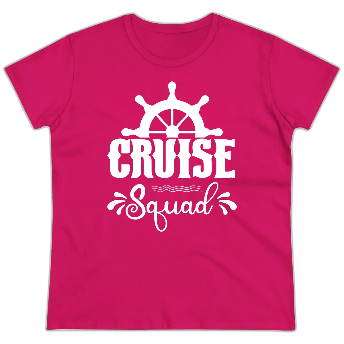 Cruise Squad Ship Wheel Ladies Fit T-Shirt in Heliconia