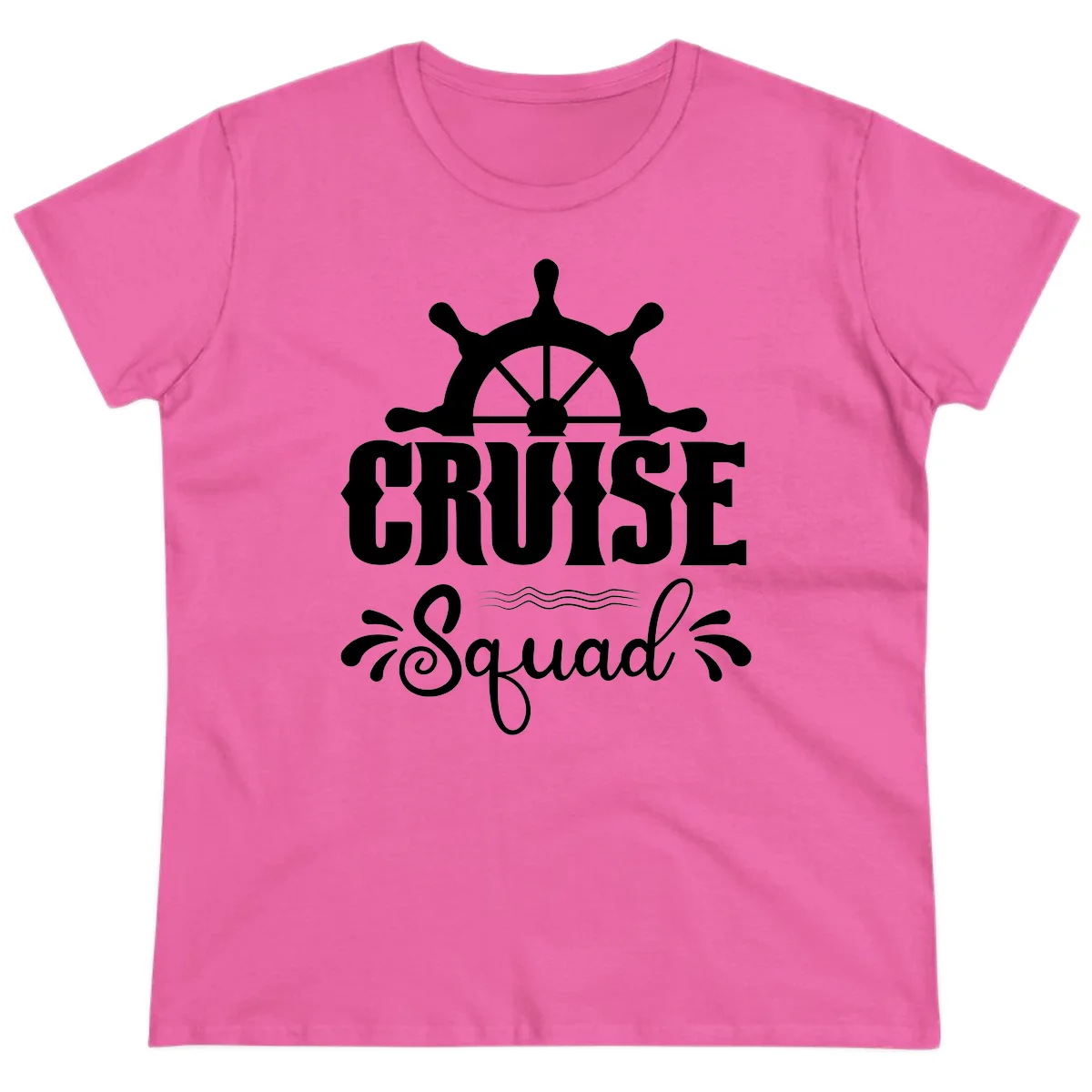 Cruise Squad Ship Wheel Ladies Fit T-Shirt in Azalea