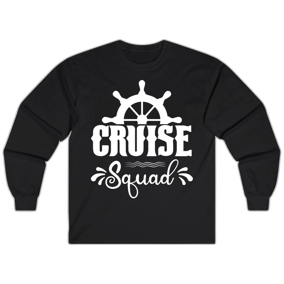 Cruise Squad Ship Wheel Long Sleeve T-Shirt in Black