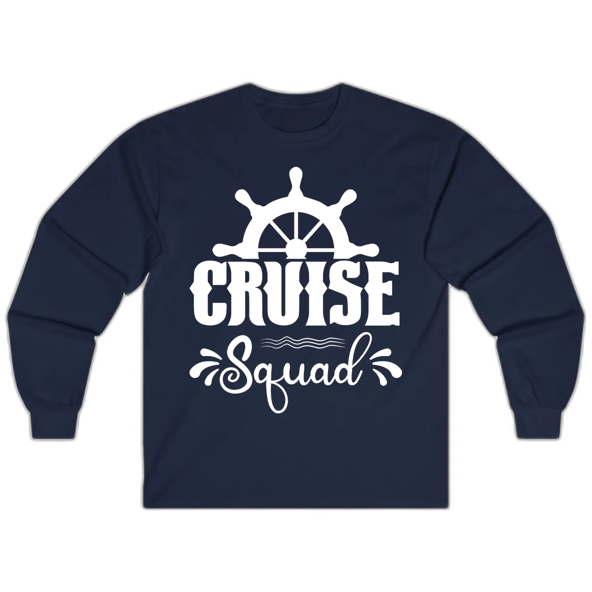 Cruise Squad Ship Wheel Long Sleeve T-Shirt in Navy