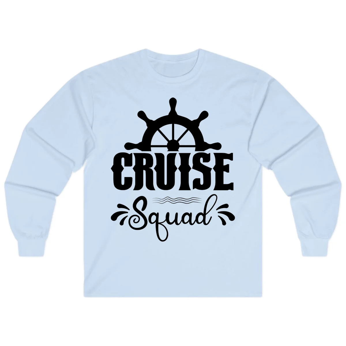 Cruise Squad Ship Wheel Long Sleeve T-Shirt in Light Blue