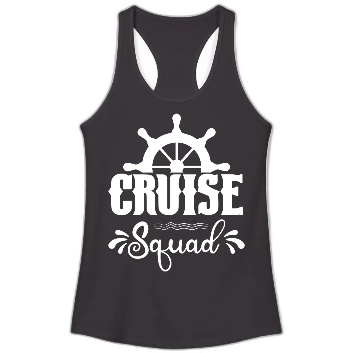 Cruise Squad Ship Wheel Ladies Racerback Tank in Black