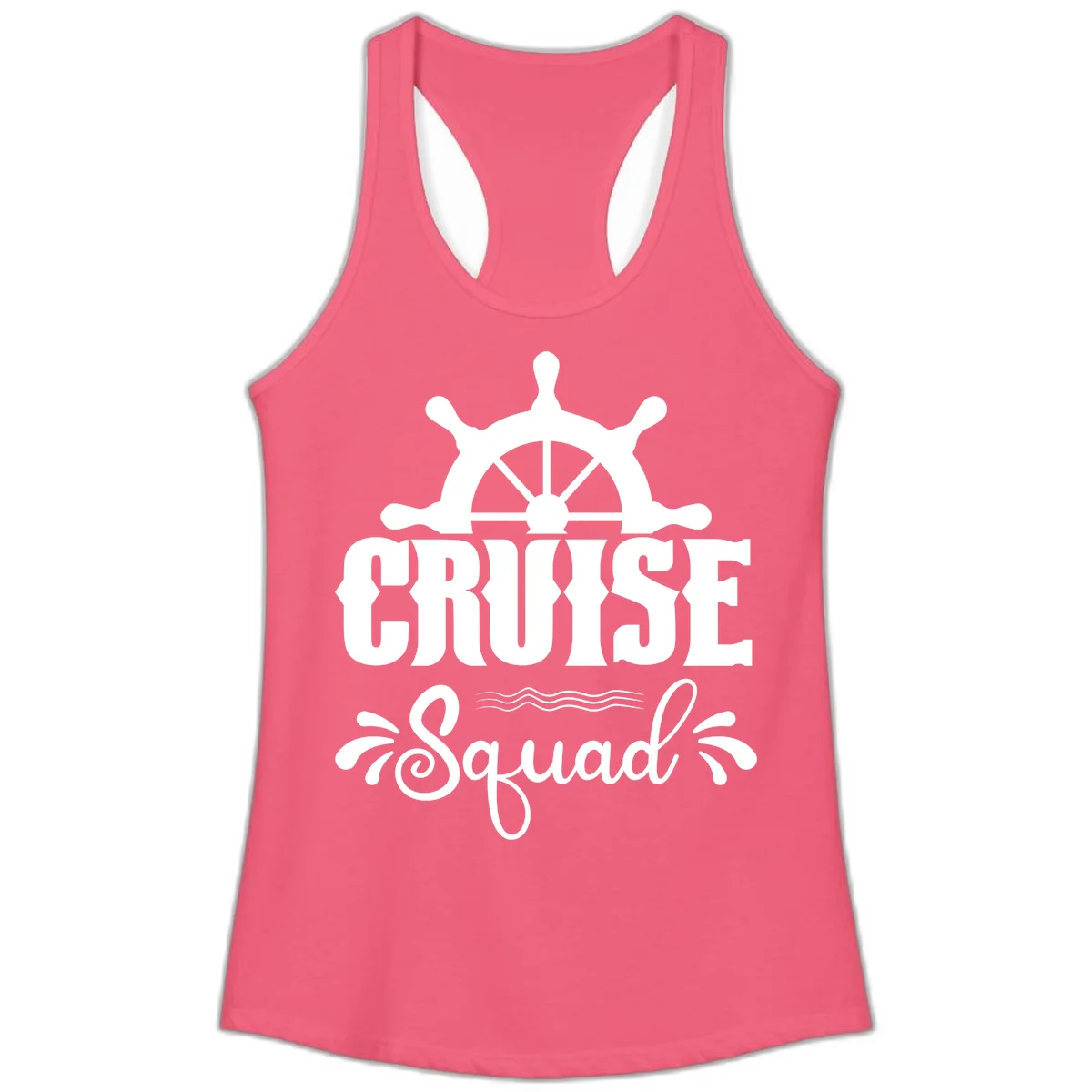 Cruise Squad Ship Wheel Ladies Racerback Tank in Hot Pink