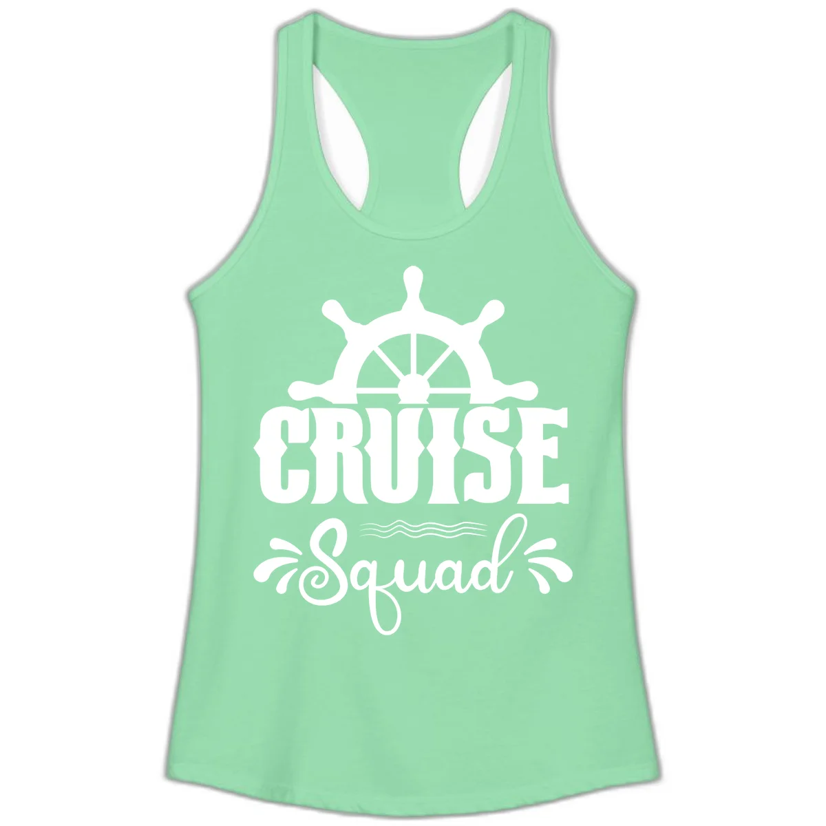 Cruise Squad Ship Wheel Ladies Racerback Tank in Solid Mint