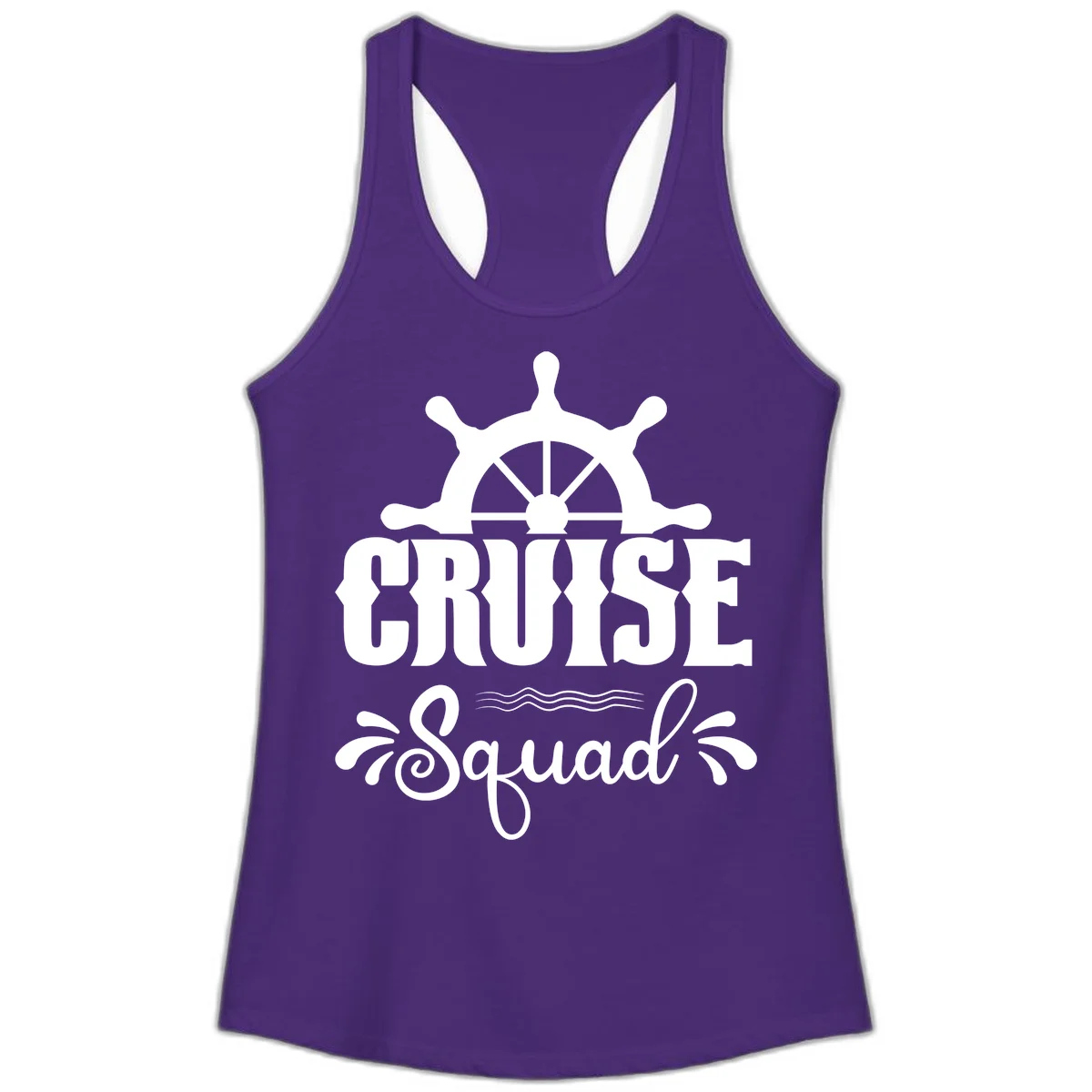 Cruise Squad Ship Wheel Ladies Racerback Tank in Solid Purple Rush