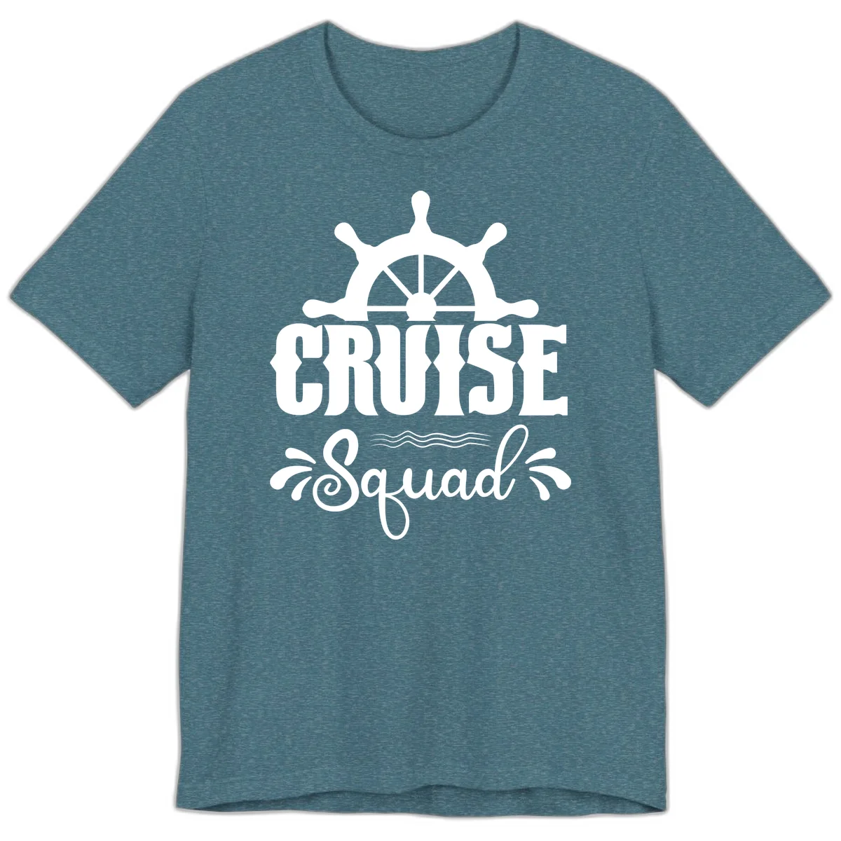 Cruise Squad Ship Wheel Premium T-Shirt in Heather Deep Teal