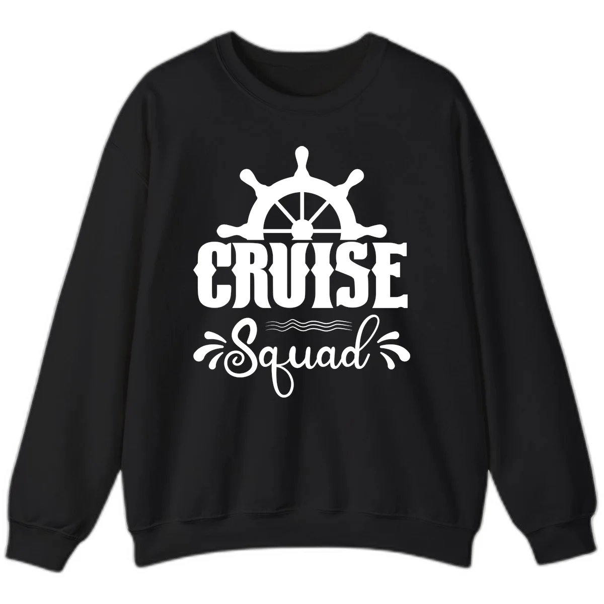 Cruise Squad Ship Wheel Crewneck Sweatshirt in Black