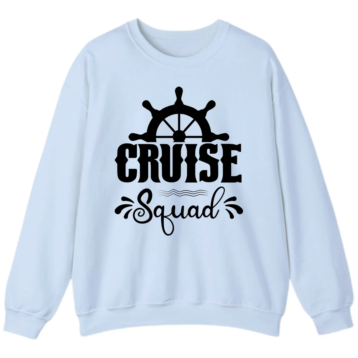 Cruise Squad Ship Wheel Crewneck Sweatshirt in Light Blue