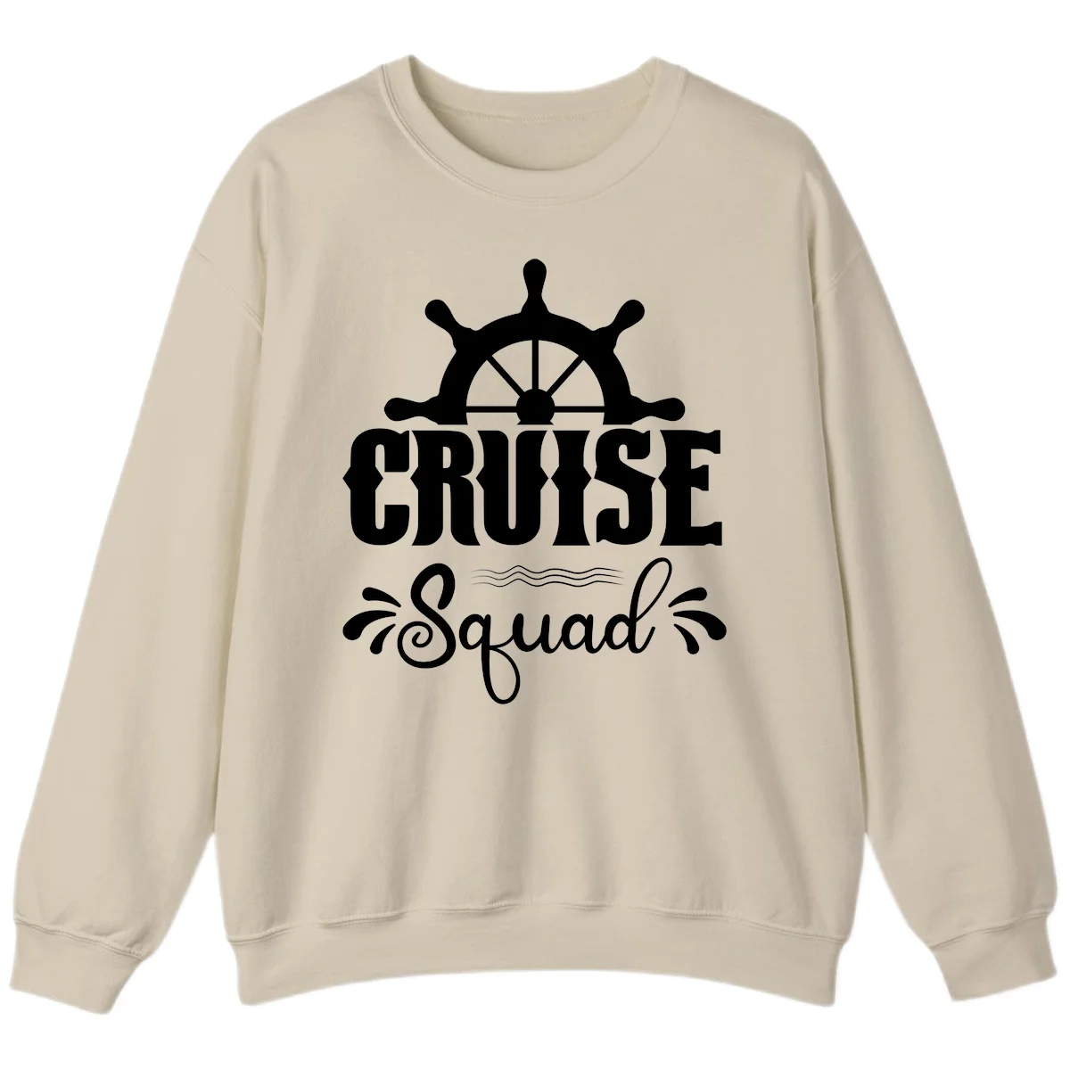 Cruise Squad Ship Wheel Crewneck Sweatshirt in Sand
