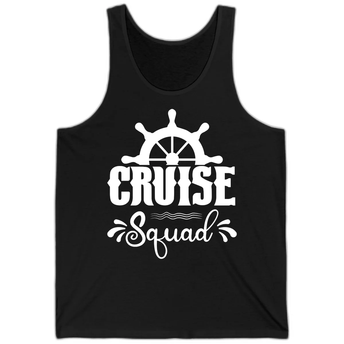 Cruise Squad Ship Wheel Group Tank Top in Black