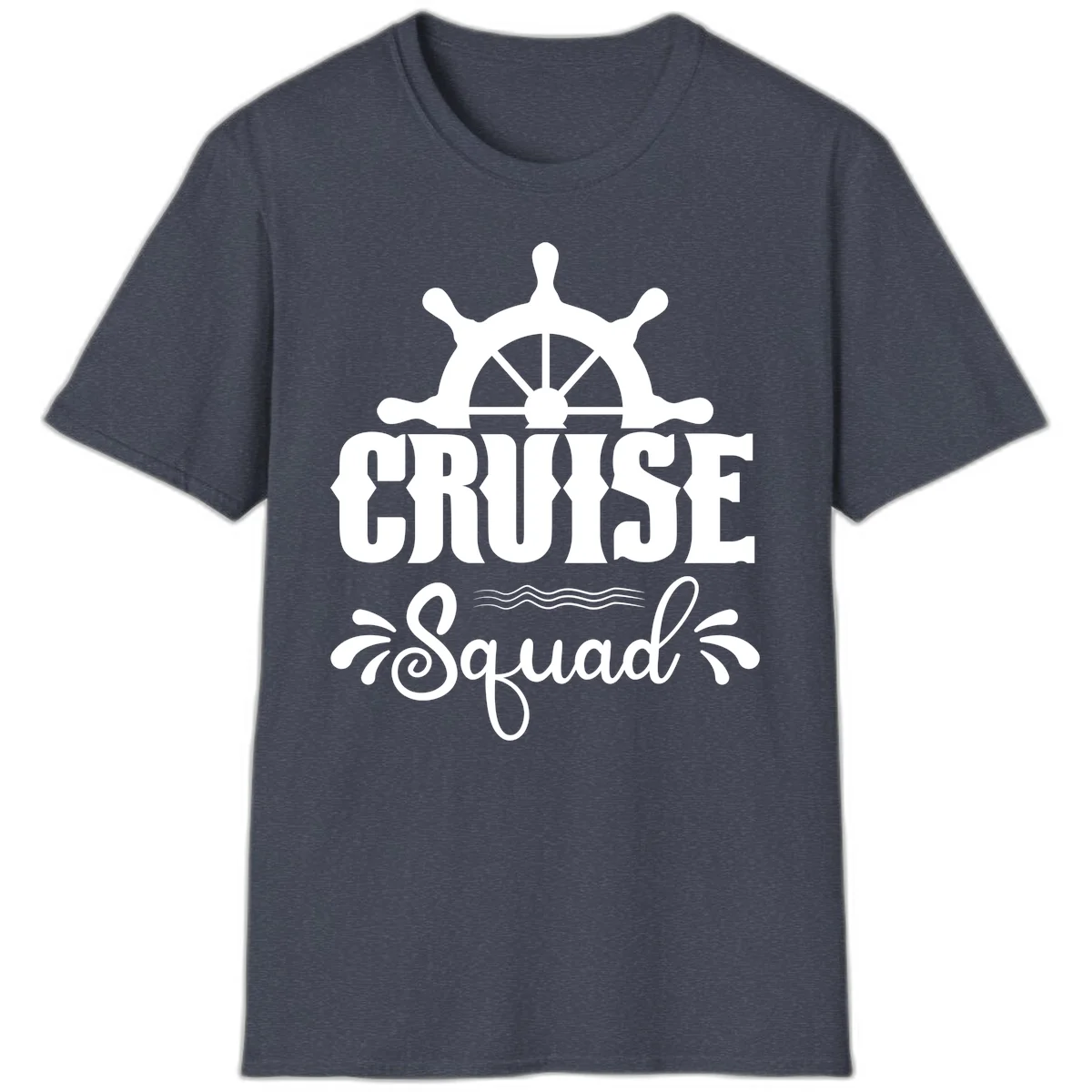 Cruise Squad Ship Wheel T-Shirt in Heather Navy