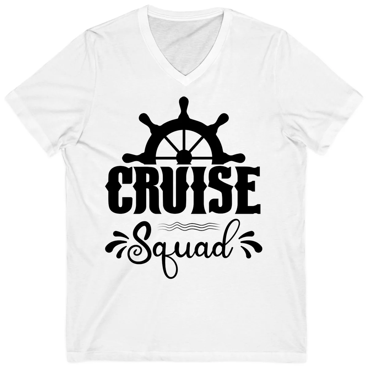 Cruise Squad Ship Wheel V-Neck T-Shirt in White