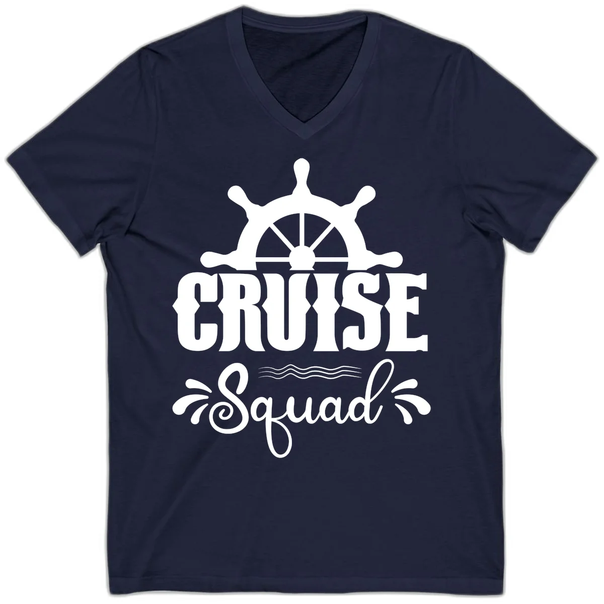 Cruise Squad Ship Wheel V-Neck T-Shirt in Navy