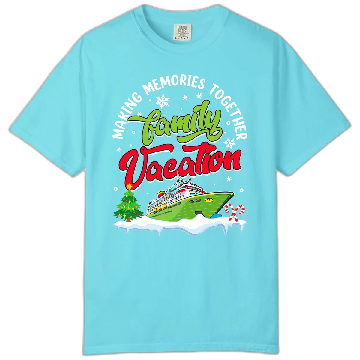 Family Vacation Cruise Ship Holiday Comfort Color in Lagoon Blue