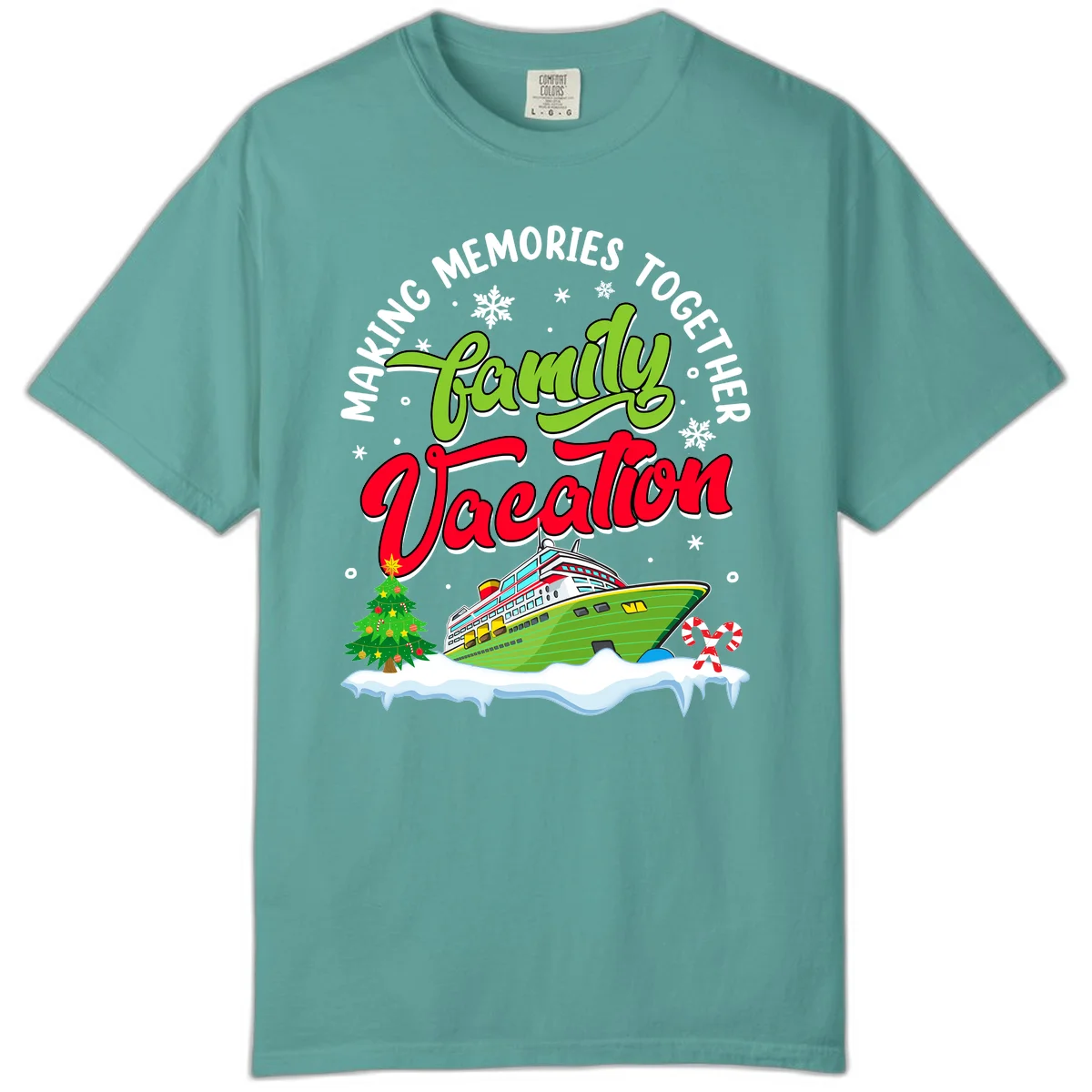 Family Vacation Cruise Ship Holiday Comfort Color in Seafoam