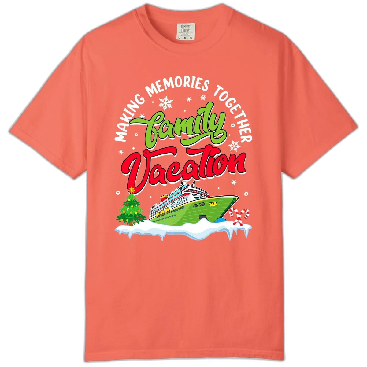 Family Vacation Cruise Ship Holiday Comfort Color in Bright Salmon