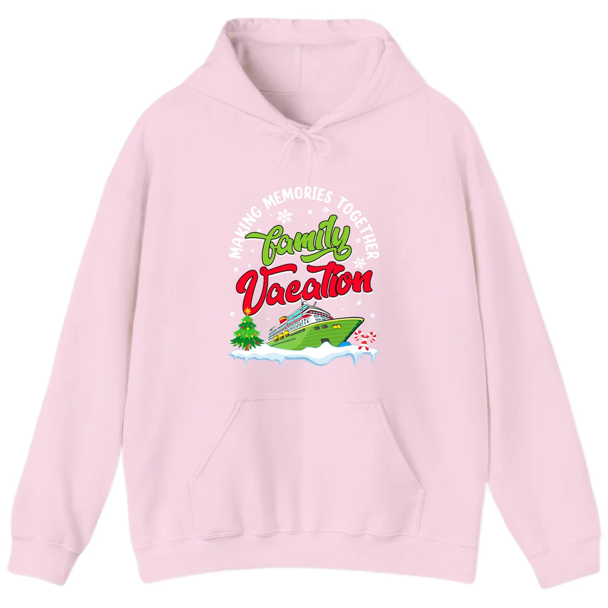 Family Vacation Cruise Ship Holiday Hoodie in Light Pink
