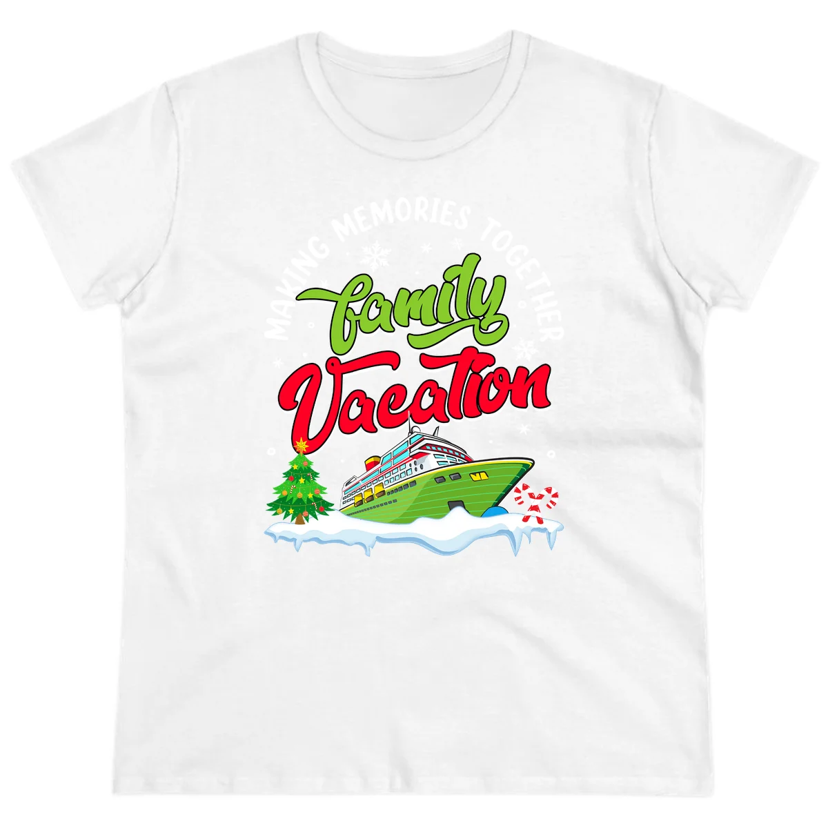 Family Vacation Cruise Ship Holiday Ladies Tee in White