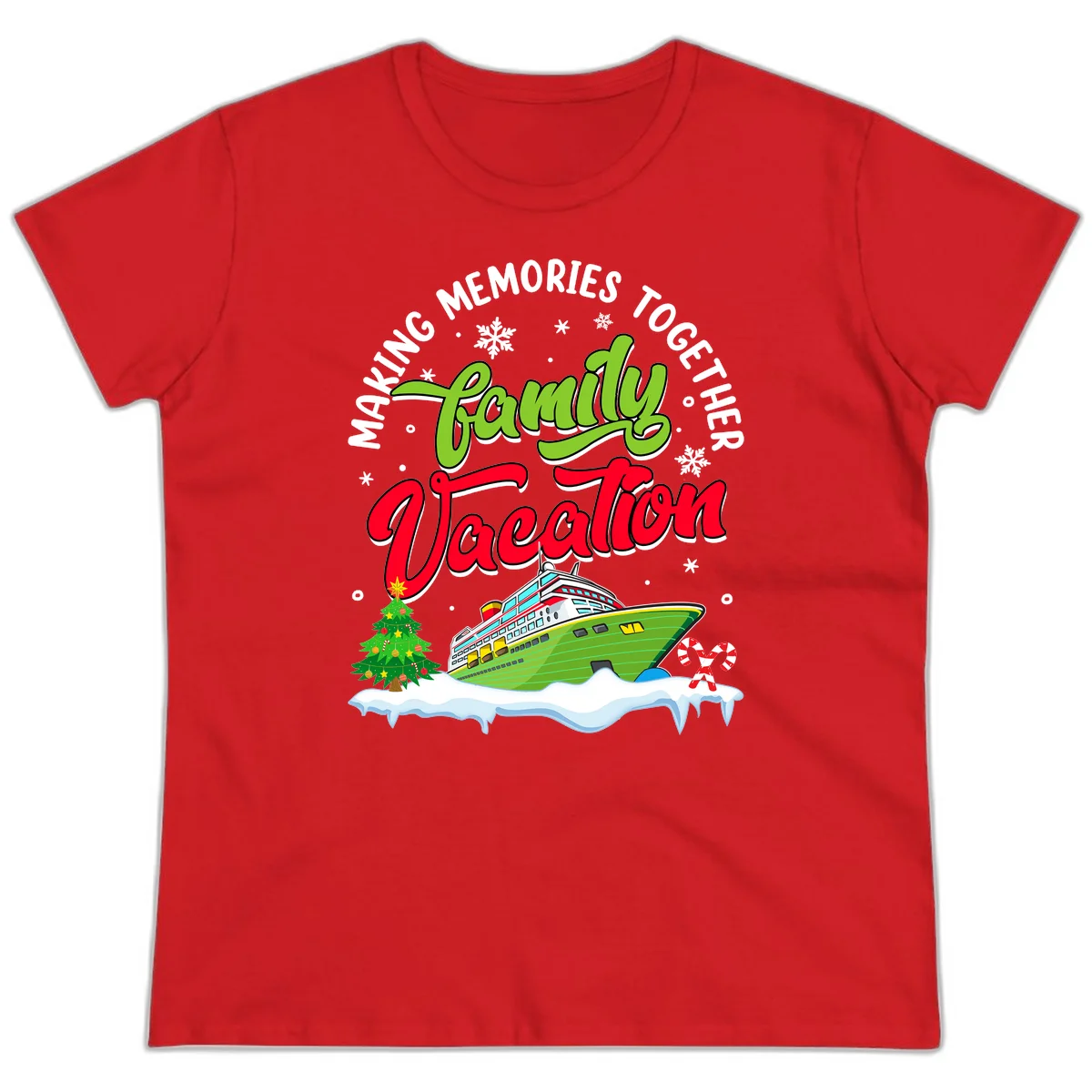 Family Vacation Cruise Ship Holiday Ladies Tee in Red